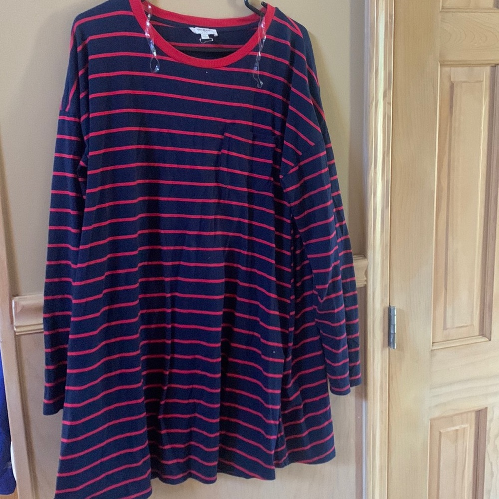 Umgee red and blue stripe long sleeve dress very comfortable size large L